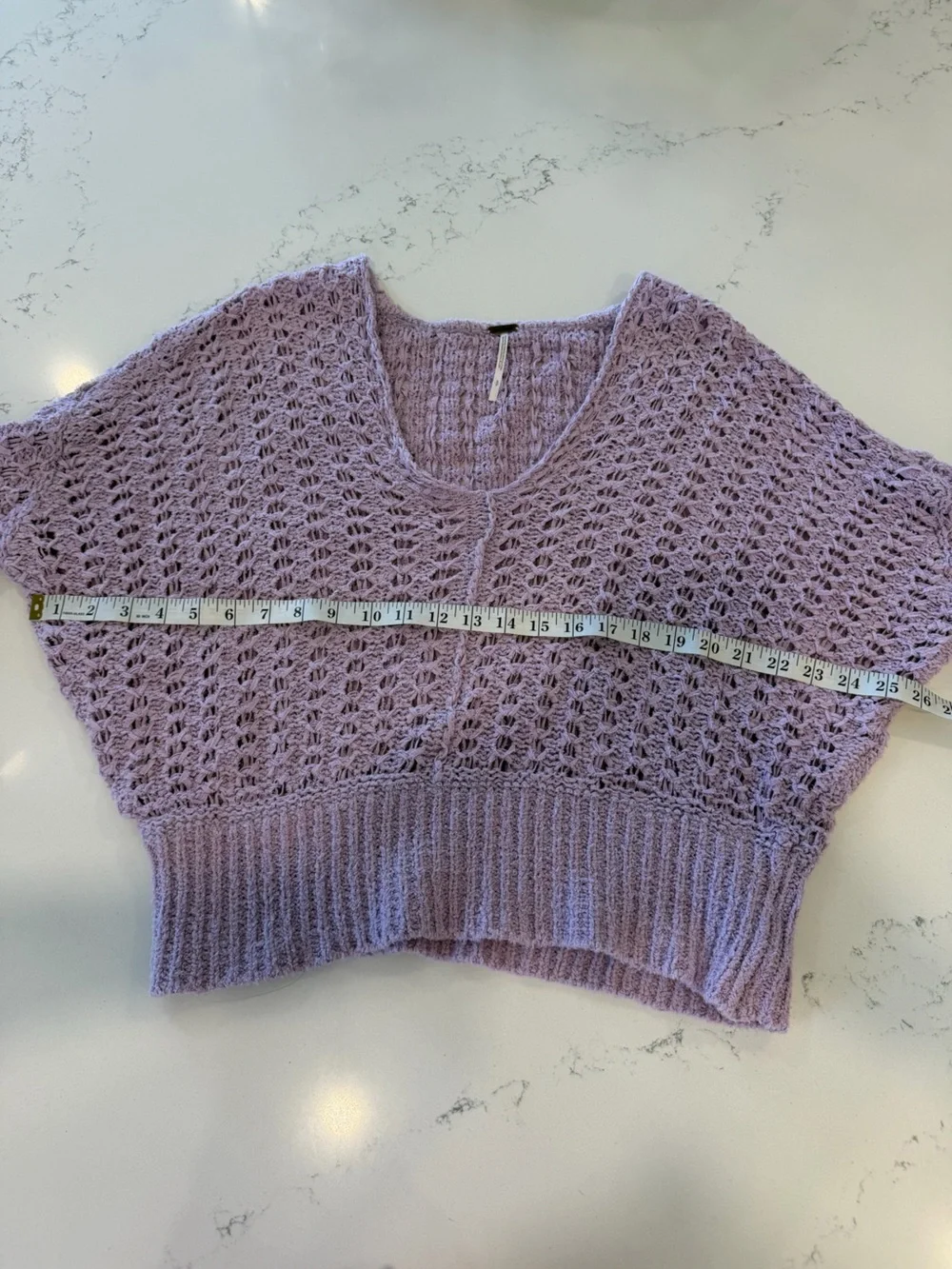 Free People “Best of You” Lavender Open-Knit V-Neck Sweater